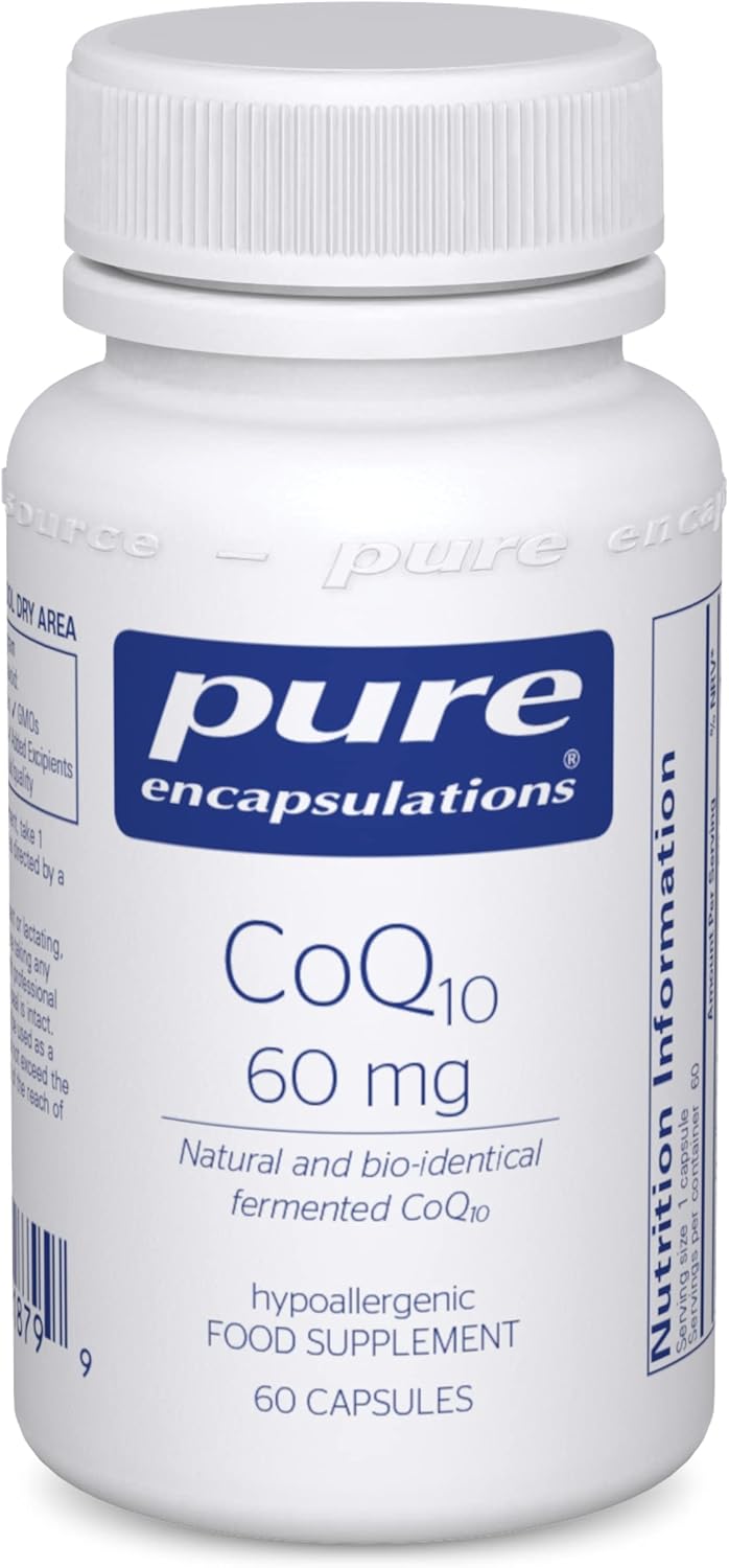 Pure Encapsulations - CoQ10 60mg - Natural and Bio-Identical Fermented Coenzyme Q10-60 Capsules-0