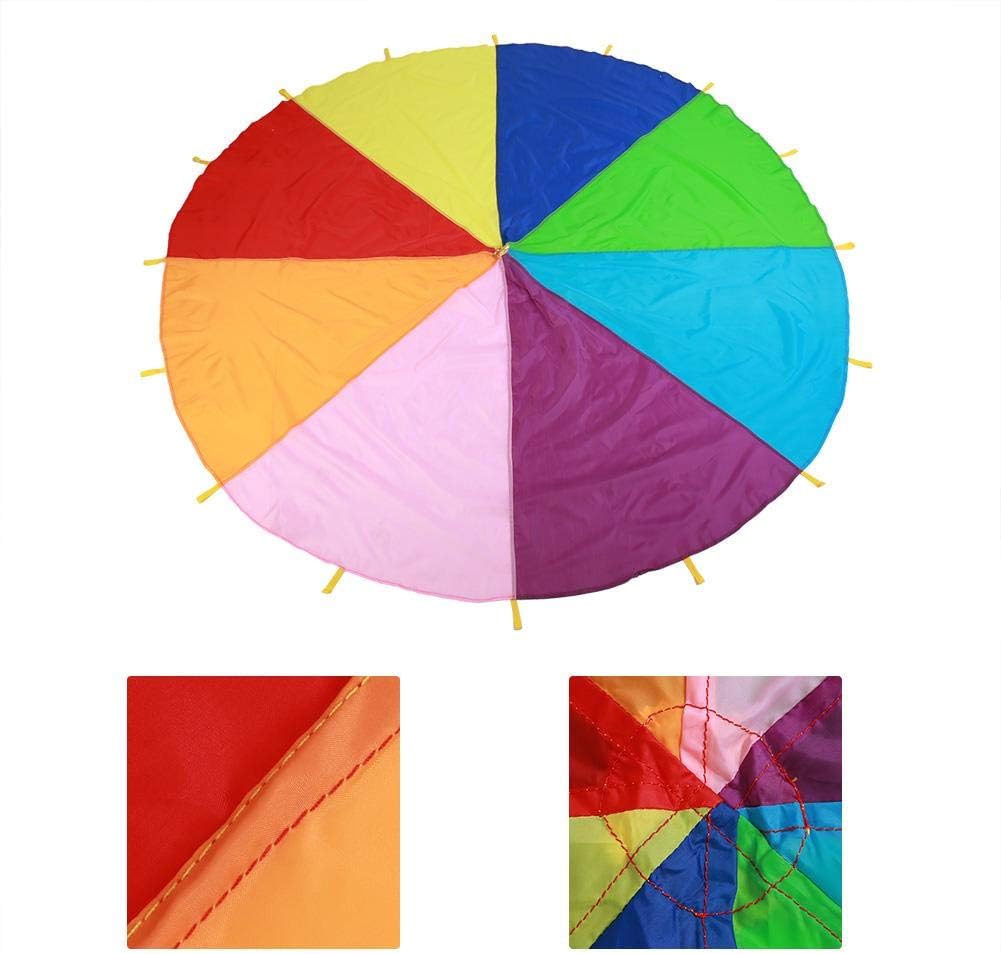 Kids Parachute Giant Multicolored Kid’s Play Parachute Canopy with 16 Handles Indoor & Outdoor Games and Exercise Toy Promote Teamwork, Fitness, Social Bonding(3.6m)-6