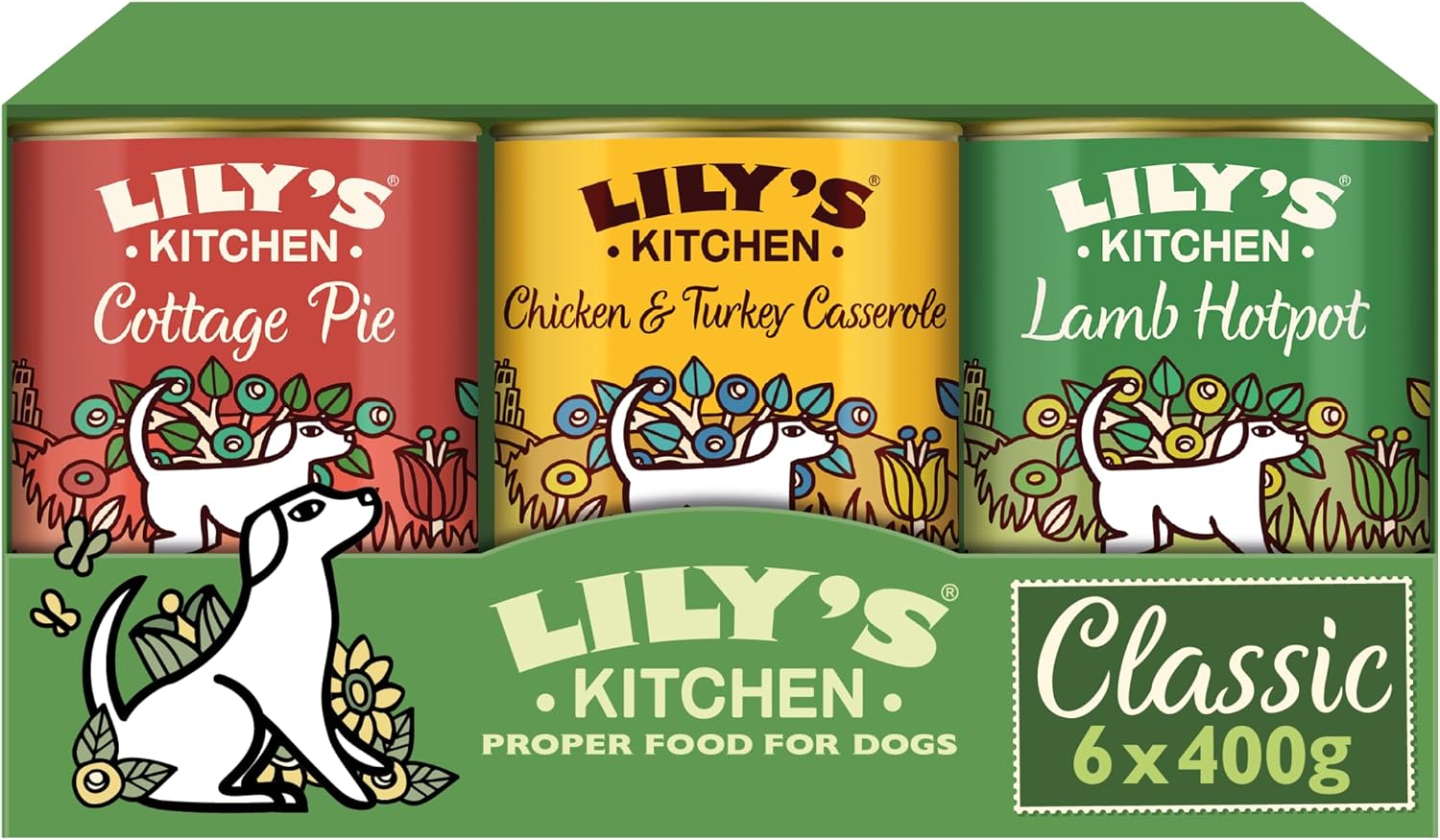 Lily's Kitchen Natural Adult Wet Dog Food Tins Classic Dinners Variety Pack 6 x 400g-0