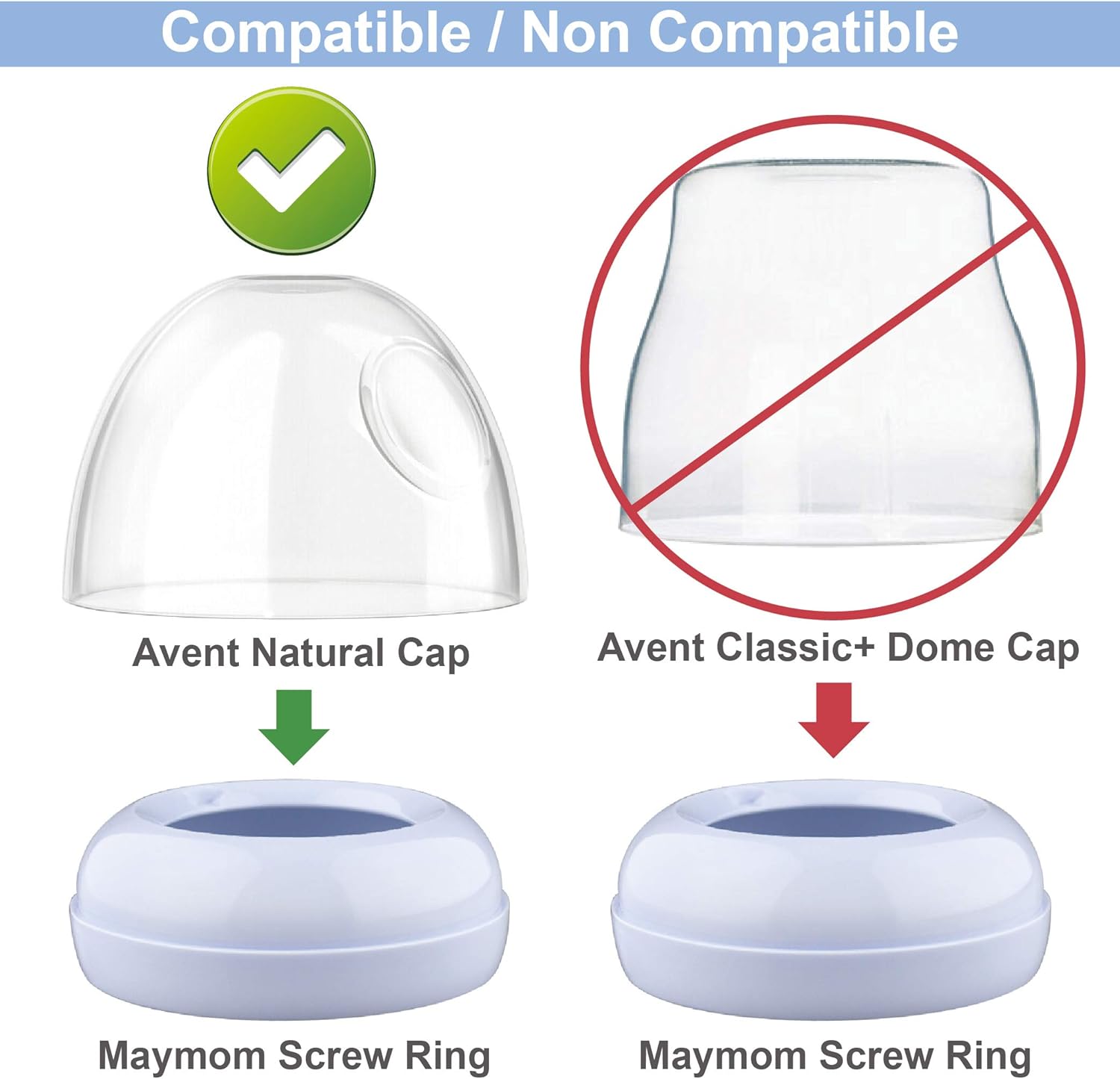 Maymom Brand Screw Ring Compatible with Philips Avent Natural Bottles, Avent PP Bottles or Natural Glass Bottles; Made by Maymom; Avent Natural Screw Ring Collar-4