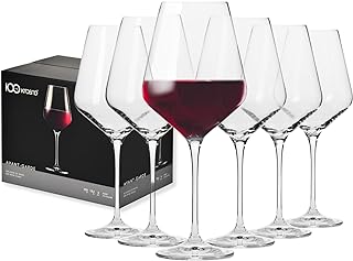 Krosno Large Red Wine Glasses Set of 6 | 490 ML | Avant-Garde Collection | Big Crystal Wine Glasses, Wine Tasting Set, White Wine Glasses | Flat Bottom Wine Glasses | Dishwasher Safe Wine Glass