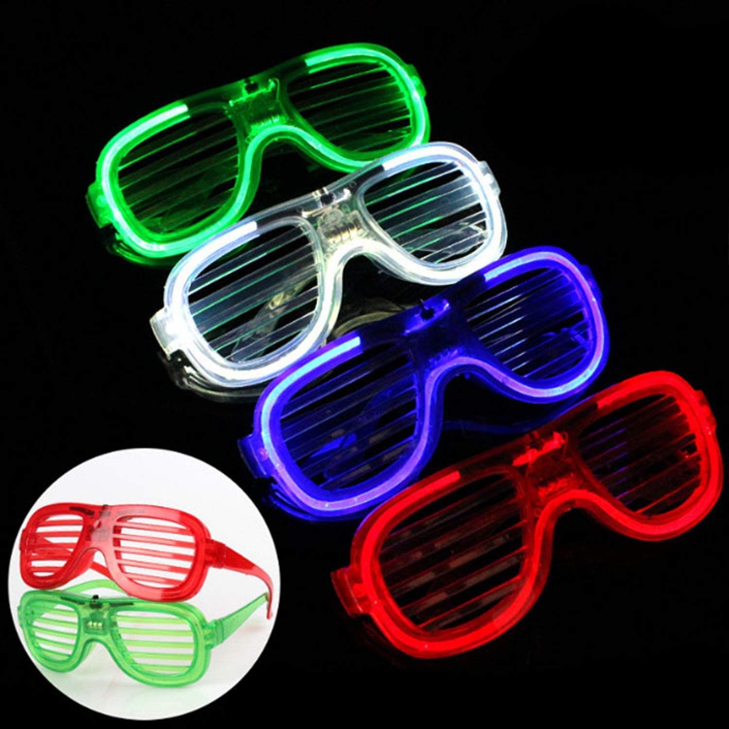 Rock Rave LED Light Up Toy Set Bulk Glow in the Dark Party Pack Favors Supplies Accessories LED Flashing Finger Rings Glasses Slap Band Carnival Halloween Xmas Christams Birthday Kids Adults(16PCS)-4