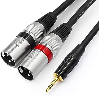 Tisino Mini Jack to XLR Stereo Cable, 3.5mm Jack to Dual XLR Male Y-Splitter Cable Stereo Breakout Lead Cord - 1m