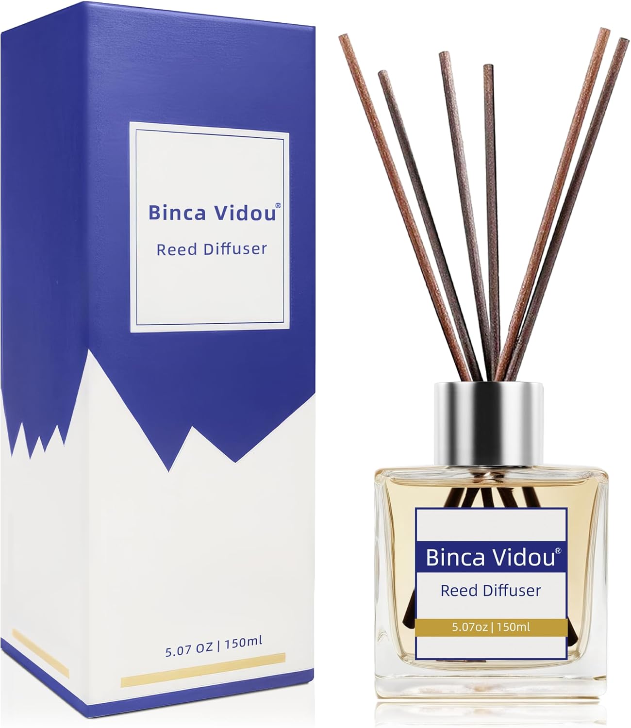 Binca Vidou Reed Diffuser Set, Bergamot Vanilla Lavender and Jasmine Scented Oil Reed Diffusers for Bedroom Living Room Office, Giftable & Stress Relief 150 ml/5.07 oz-7