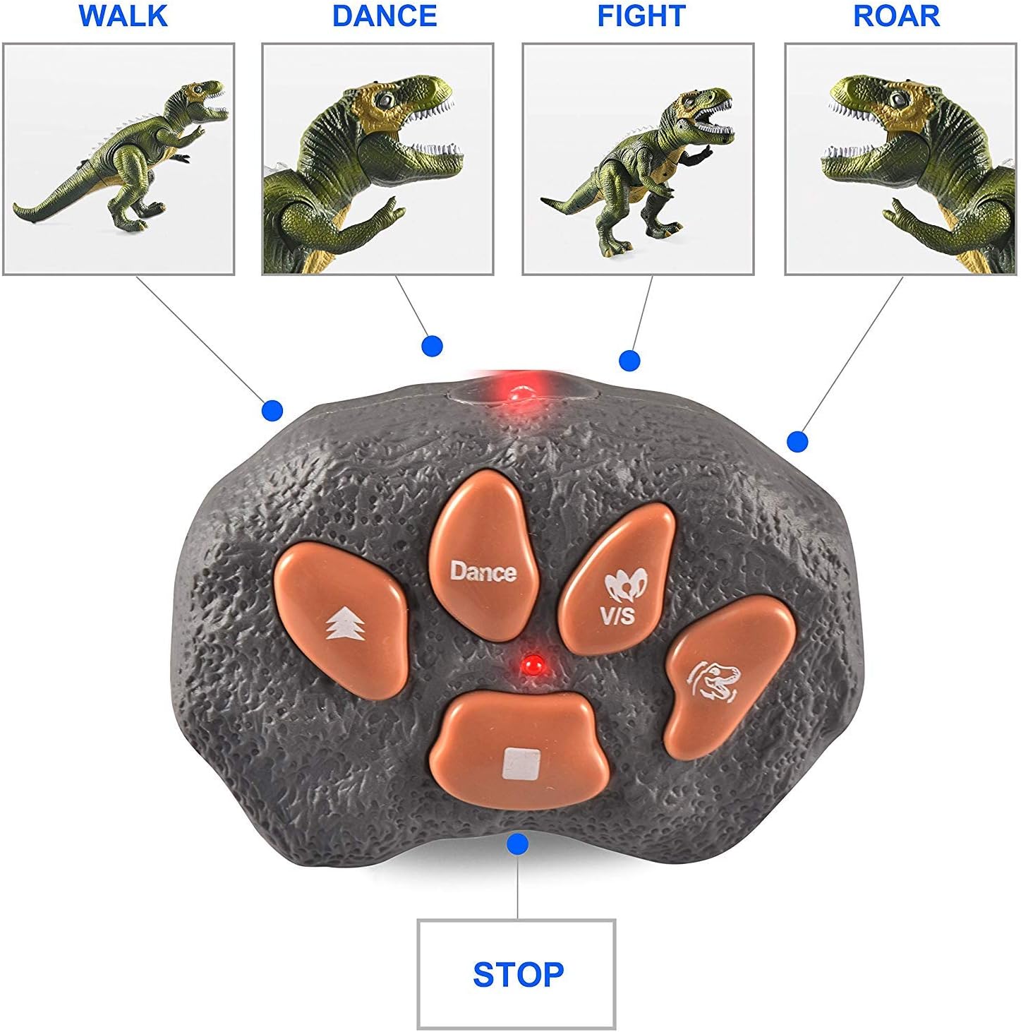 JOYIN LED Light Up Remote Control Dinosaur Walking and Roaring Realistic T-Rex Dinosaur Toys with Glowing Eyes, Walking Movement, Shaking Head For Toddlers Boys Girls-1