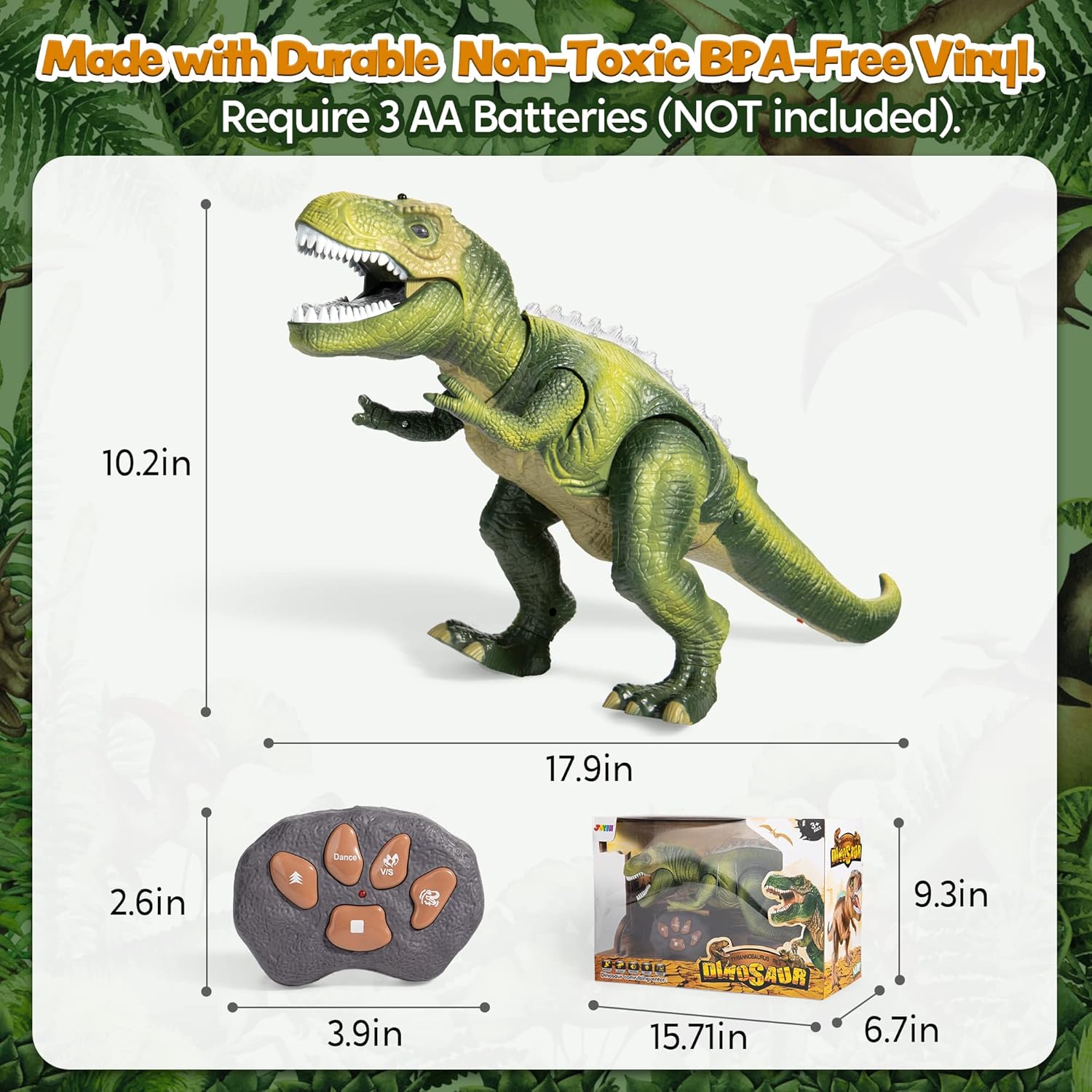 JOYIN LED Light Up Remote Control Dinosaur Walking and Roaring Realistic T-Rex Dinosaur Toys with Glowing Eyes, Walking Movement, Shaking Head For Toddlers Boys Girls-4