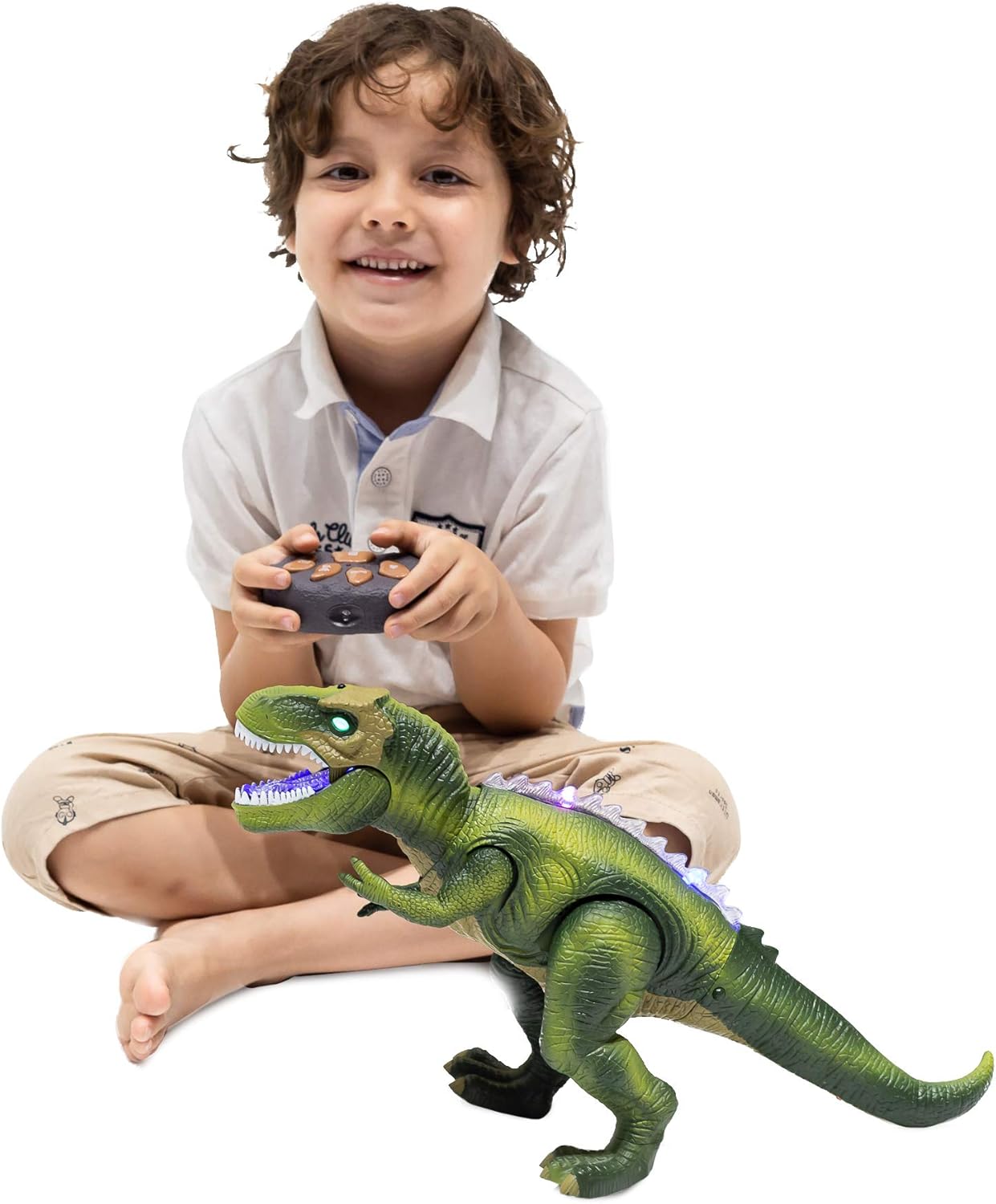 JOYIN LED Light Up Remote Control Dinosaur Walking and Roaring Realistic T-Rex Dinosaur Toys with Glowing Eyes, Walking Movement, Shaking Head For Toddlers Boys Girls-6