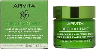 Apivita Bee Radiant Signs of Aging & Anti-Fatigue Face Cream 50ml - Antiwrinkle Moisturizer for Dry Skin With Propolis & White Peony - Fights Lines, Wrinkles & Fatigue Signs & Boosts Brightness