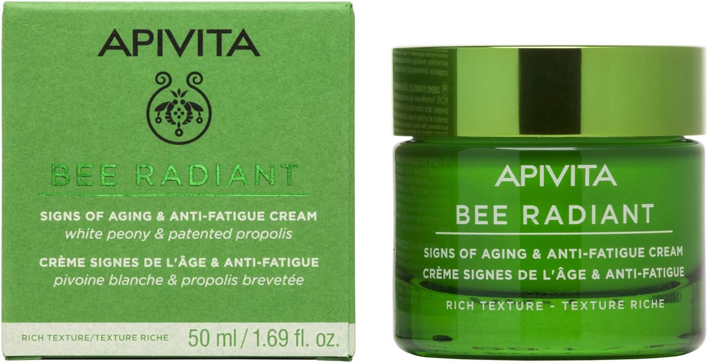 Apivita Bee Radiant Signs of Aging & Anti-Fatigue Face Cream 50ml - Antiwrinkle Moisturizer for Dry Skin With Propolis & White Peony - Fights Lines, Wrinkles & Fatigue Signs & Boosts Brightness-0