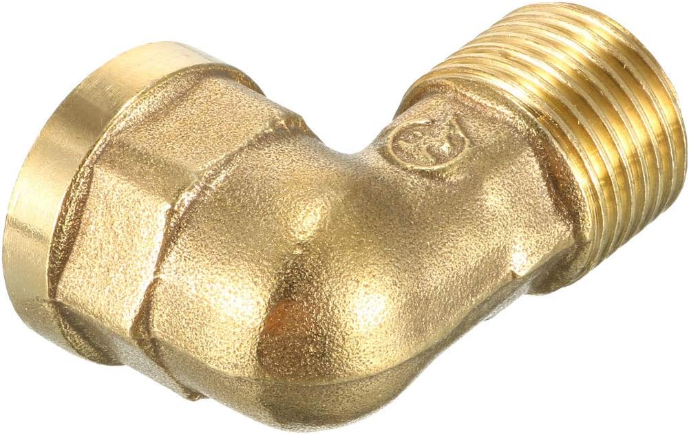 sourcing map Brass Elbow Pipe Fitting 90 Degree 1/2 BSP Male X 1/2 PT Female Coupler-3