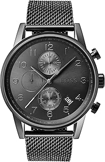 BOSS Chronograph Quartz Watch for men NAVIGATOR Collection with Stainless Steel mesh or Leather Bracelet - 1513674