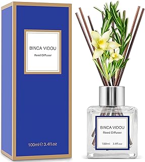 binca vidou Reed Diffuser Set, Mixed Fragrance of Bergamot, Vanilla, Lavender and Jasmine Reed Oil Diffusers for Bedroom Living Room Office Essential Oil Reed Diffuser for Stress Relief 100ml/3.4oz