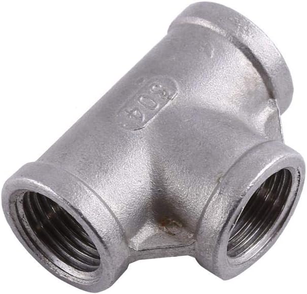 NPT Pipe Fitting 1/2'' 1/4'' 304 Stainless Steel Female Threaded Tee 3 Way Quick Connector(1/2" 52mm)-0