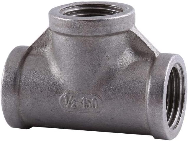 NPT Pipe Fitting 1/2'' 1/4'' 304 Stainless Steel Female Threaded Tee 3 Way Quick Connector(1/2" 52mm)-2