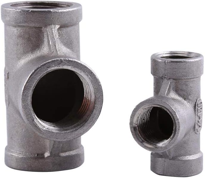 NPT Pipe Fitting 1/2'' 1/4'' 304 Stainless Steel Female Threaded Tee 3 Way Quick Connector(1/2" 52mm)-3