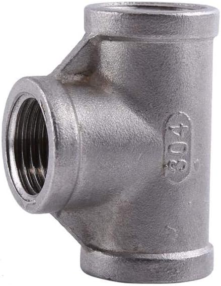 NPT Pipe Fitting 1/2'' 1/4'' 304 Stainless Steel Female Threaded Tee 3 Way Quick Connector(1/2" 52mm)-5