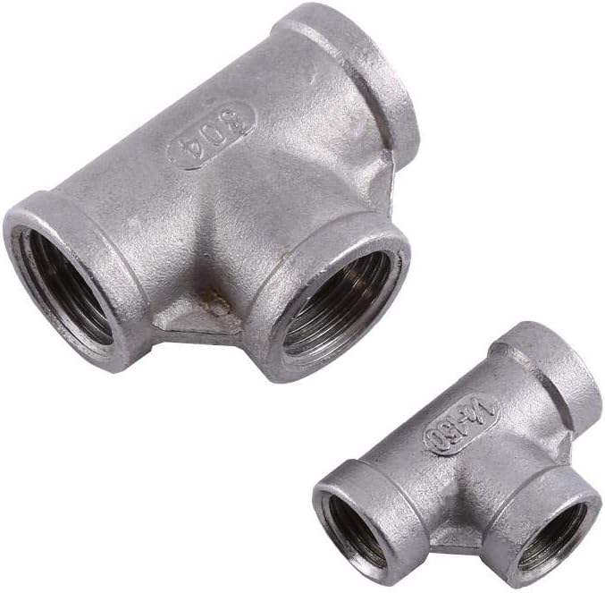 NPT Pipe Fitting 1/2'' 1/4'' 304 Stainless Steel Female Threaded Tee 3 Way Quick Connector(1/2" 52mm)-6