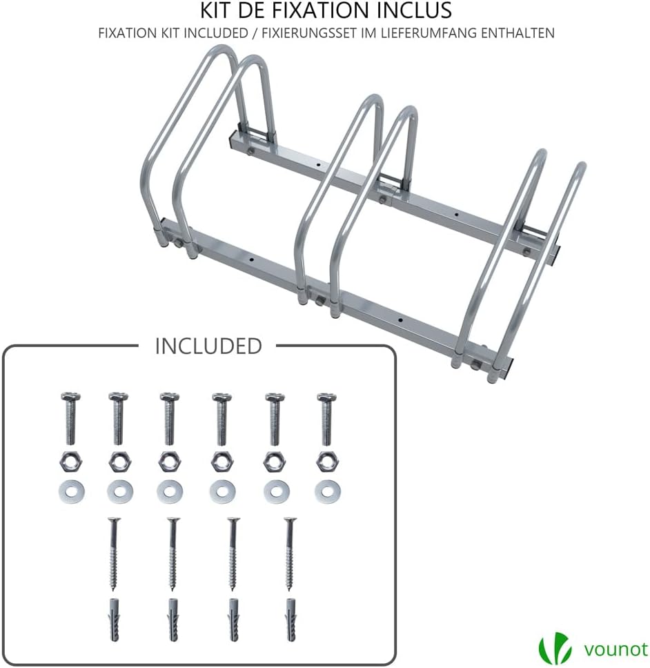 VOUNOT 3 Bike Stand Floor or Wall mounted bike rack for garage Bicycle Parking rack Cycle Storage Locking Stand-5