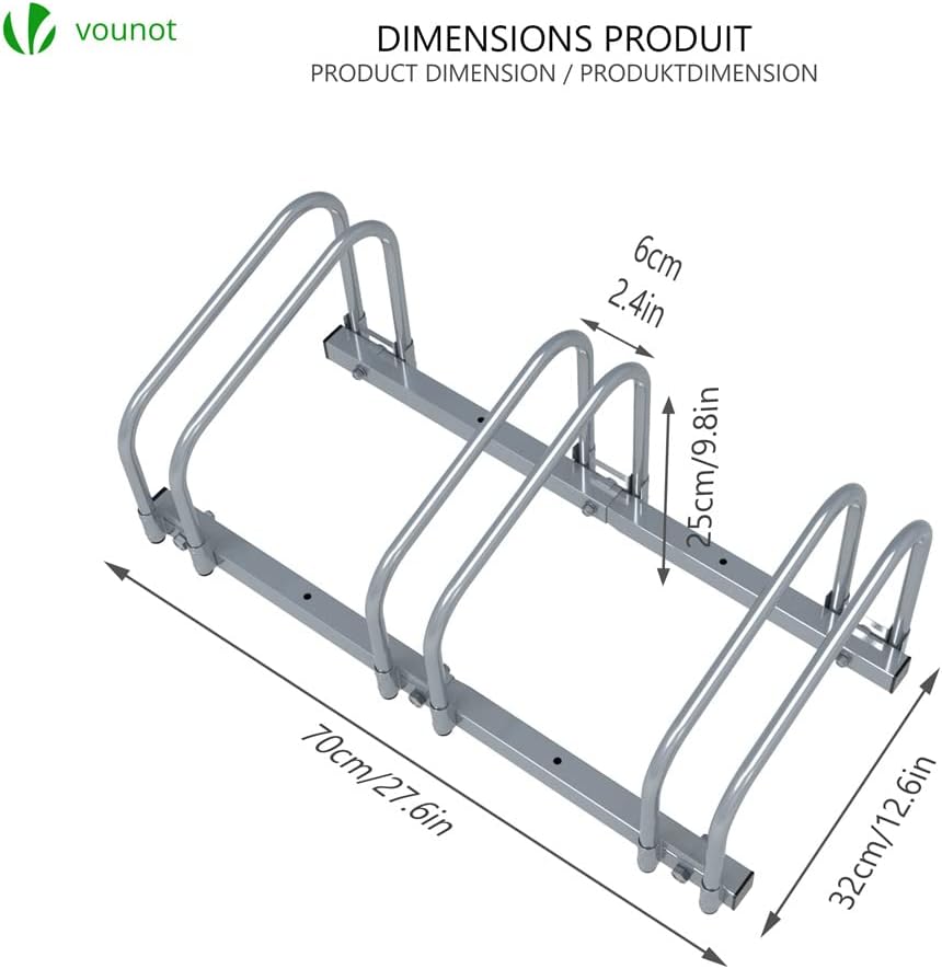 VOUNOT 3 Bike Stand Floor or Wall mounted bike rack for garage Bicycle Parking rack Cycle Storage Locking Stand-6