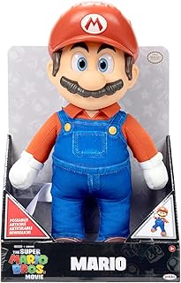 THE SUPER MARIO BROS. MOVIE Poseable Mario Plush, Stands 14’ / 35cm Tall, Realistic Eyes and Fully-Articulated