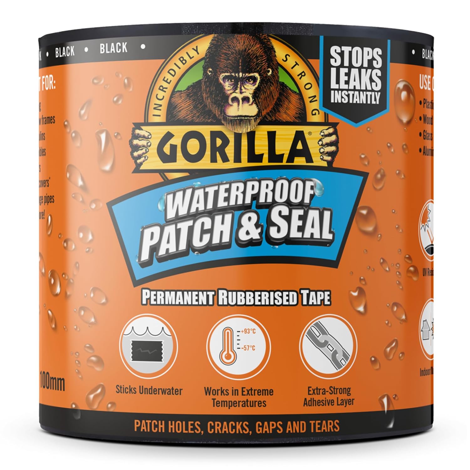 Gorilla Waterproof Patch & Seal Tape Black 3m-0