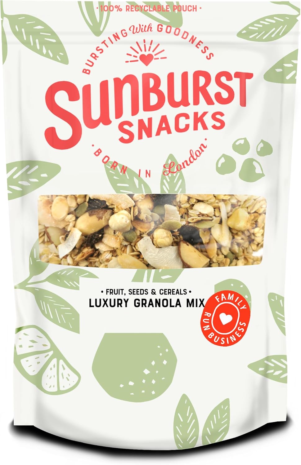 Sunburst Snacks Luxury Granola Mix With Nuts, Coconut and Sultanas, Crunchy and Flavourful Breakfast, Resealable and Recyclable Pouch, 1KG-0