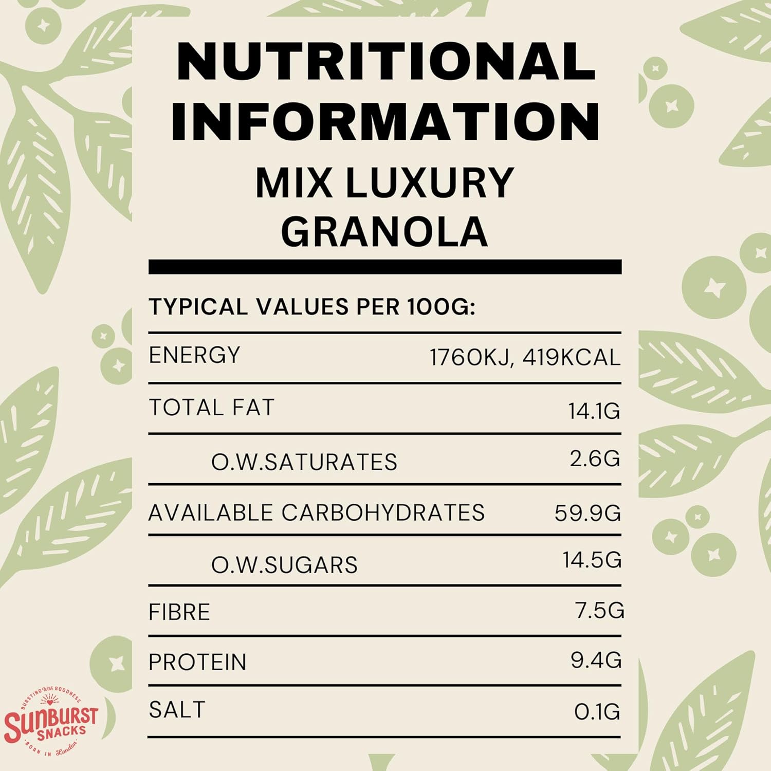 Sunburst Snacks Luxury Granola Mix With Nuts, Coconut and Sultanas, Crunchy and Flavourful Breakfast, Resealable and Recyclable Pouch, 1KG-3