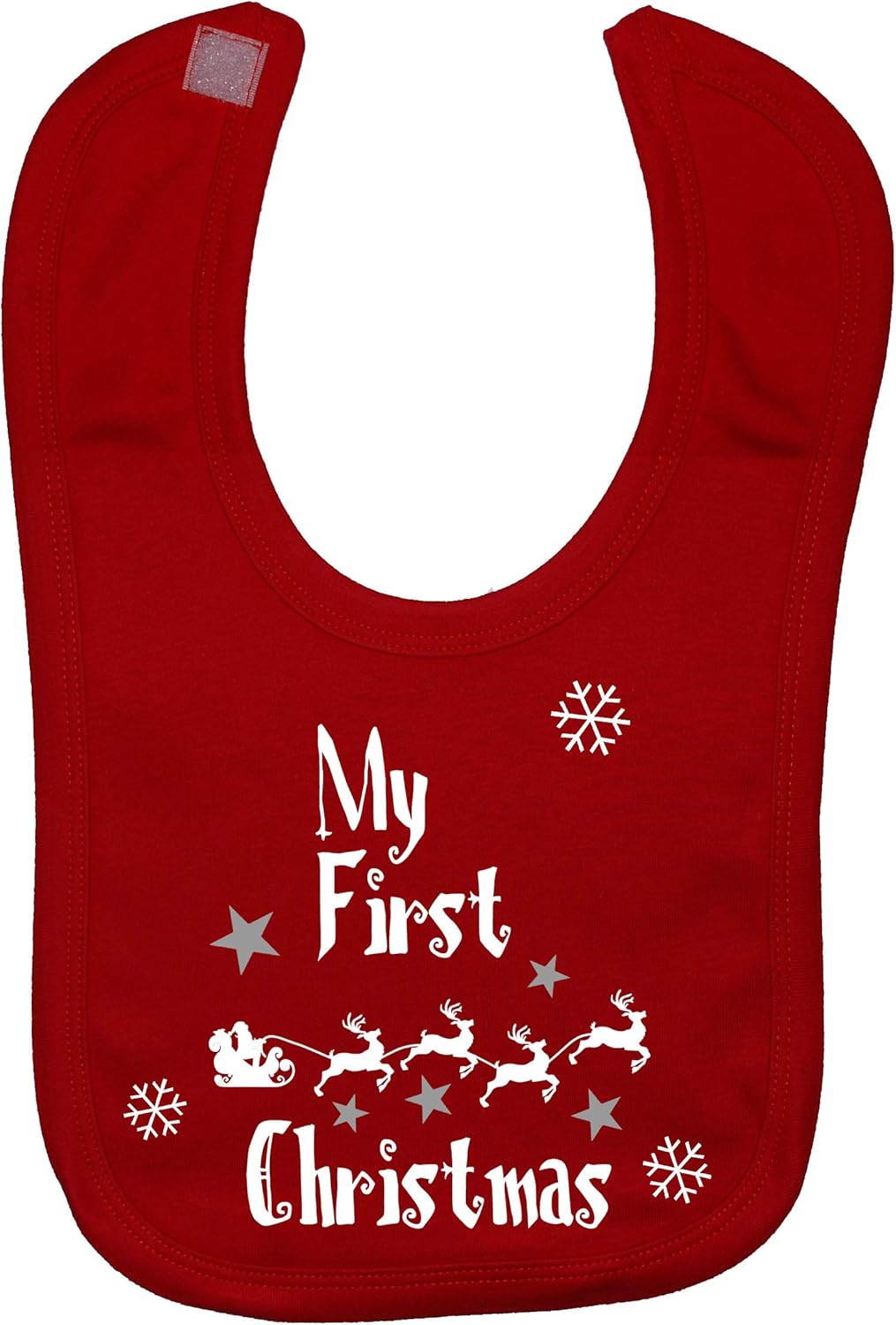 Acce Products My First Christmas With Sleigh Baby Nursery Feeding Bib Touch Attach - Red-0