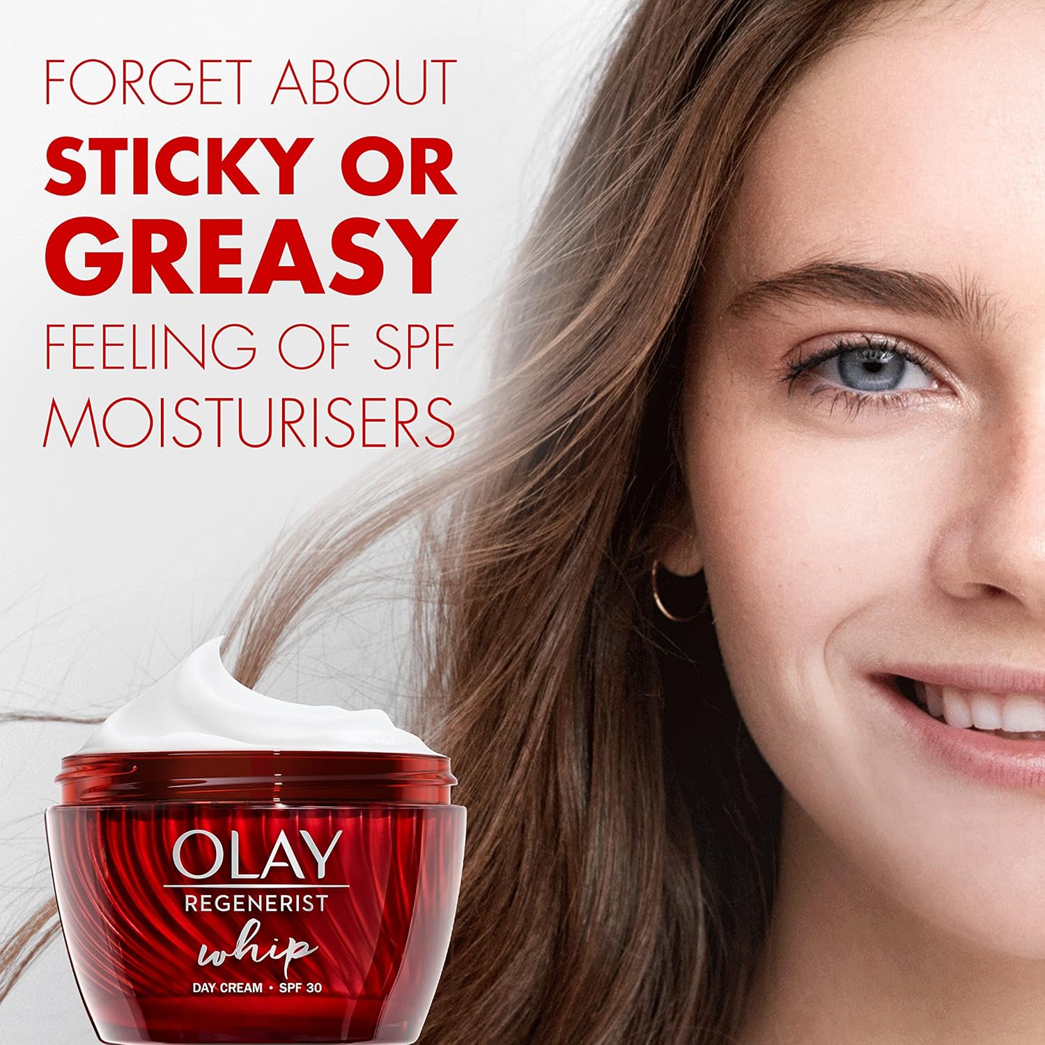 Olay Regenerist Whip Light as Air Anti-Ageing Moisturiser for Firmer Skin with SPF30, Hyaluronic Acid, 50 ml-1