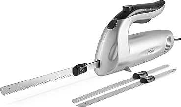 VonShef Electric Carving Knife With Two Serrated Blades For Multi-Purpose Use, Ergonomic Handle Plus Low Vibration & Noise For Your Comfort, Meat, Vegetable or Bread Knife