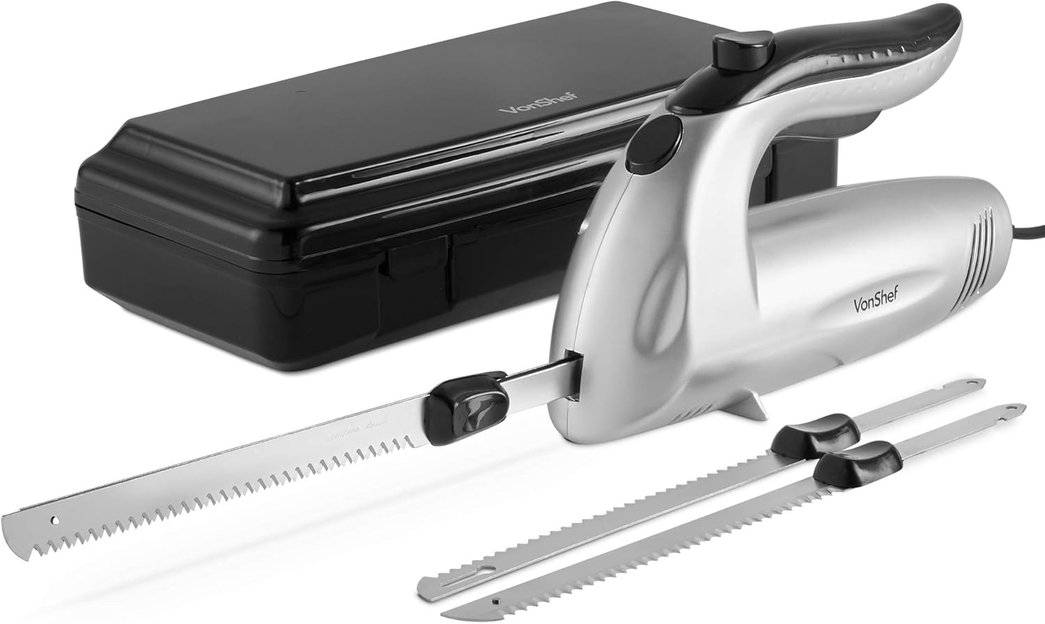 VonShef Electric Carving Knife With Two Serrated Blades For Multi-Purpose Use, Ergonomic Handle Plus Low Vibration & Noise For Your Comfort, Meat, Vegetable or Bread Knife-6