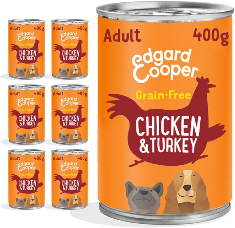 Edgard & Cooper Adult Wet Dog Food Tins - Chicken and Turkey - (6 x 400g tin), Grain & Gluten Free, Natural ingedients & fresh meat, full of essential amino acids for healthy insides-0