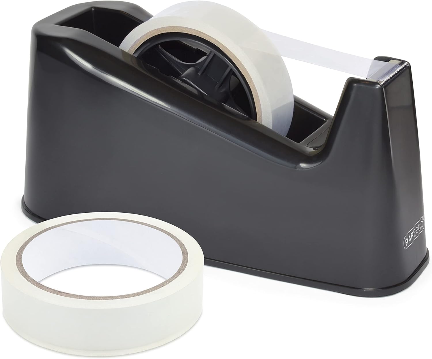 Rapesco 1540 Germ-Savvy Antibacterial, 500 Heavy Duty Tape Dispenser with 2 Tape Rolls, Black-0