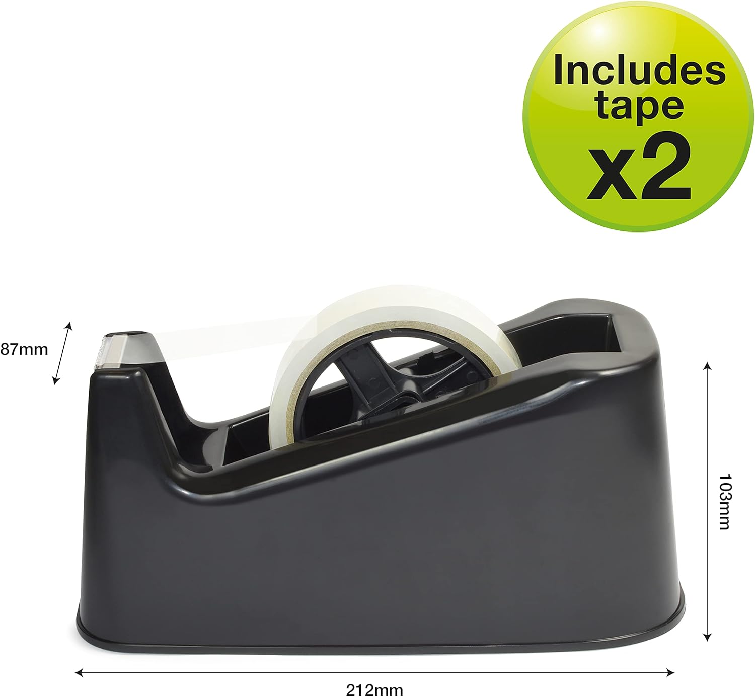 Rapesco 1540 Germ-Savvy Antibacterial, 500 Heavy Duty Tape Dispenser with 2 Tape Rolls, Black-1