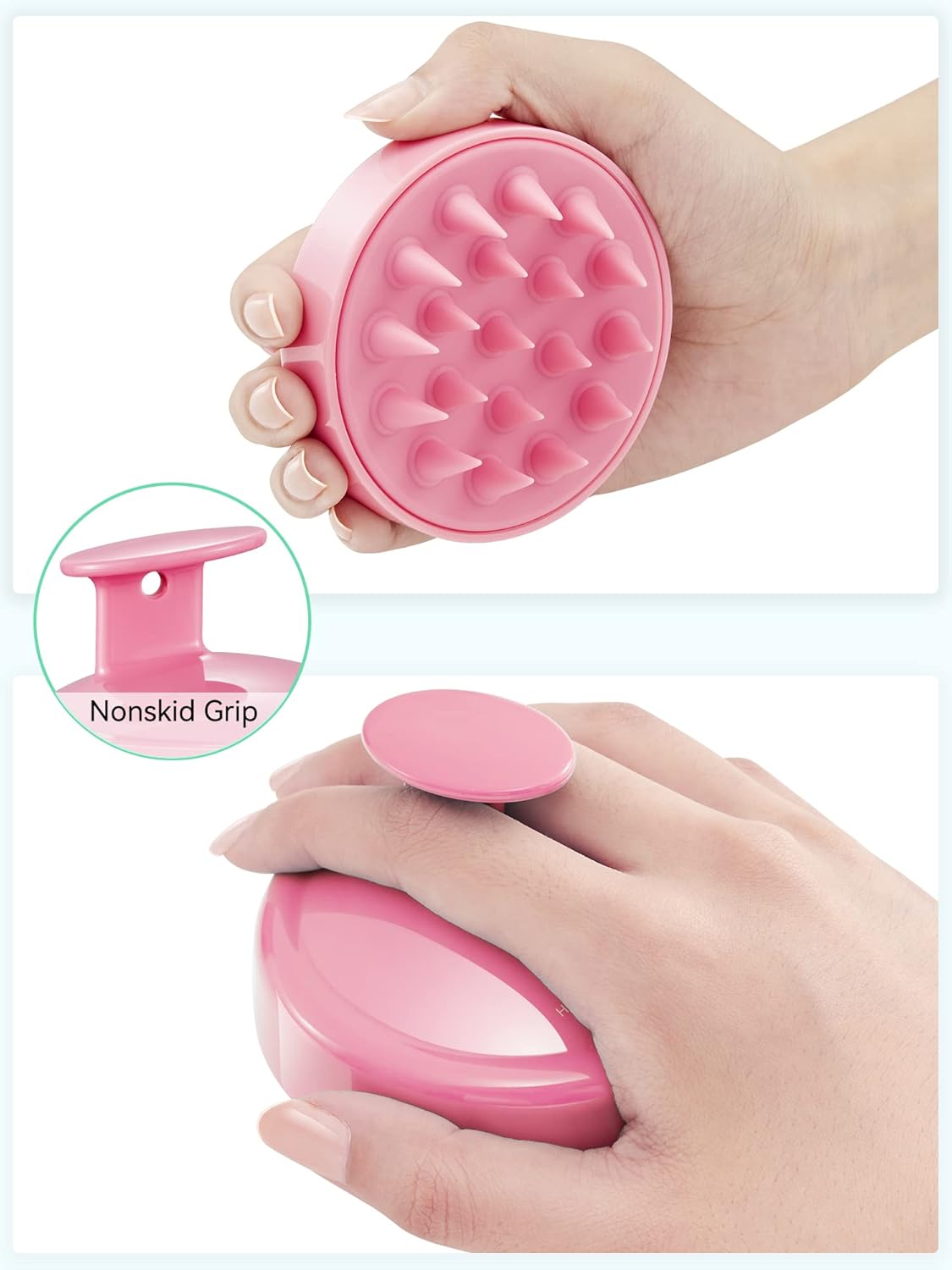 HEETA Scalp Massager Hair Growth, Shampoo Brush with Soft Silicone Bristles for Hair Care and Head Relaxation, Ergonomic Scalp for Women/Men/Pet-Rose Pink-1