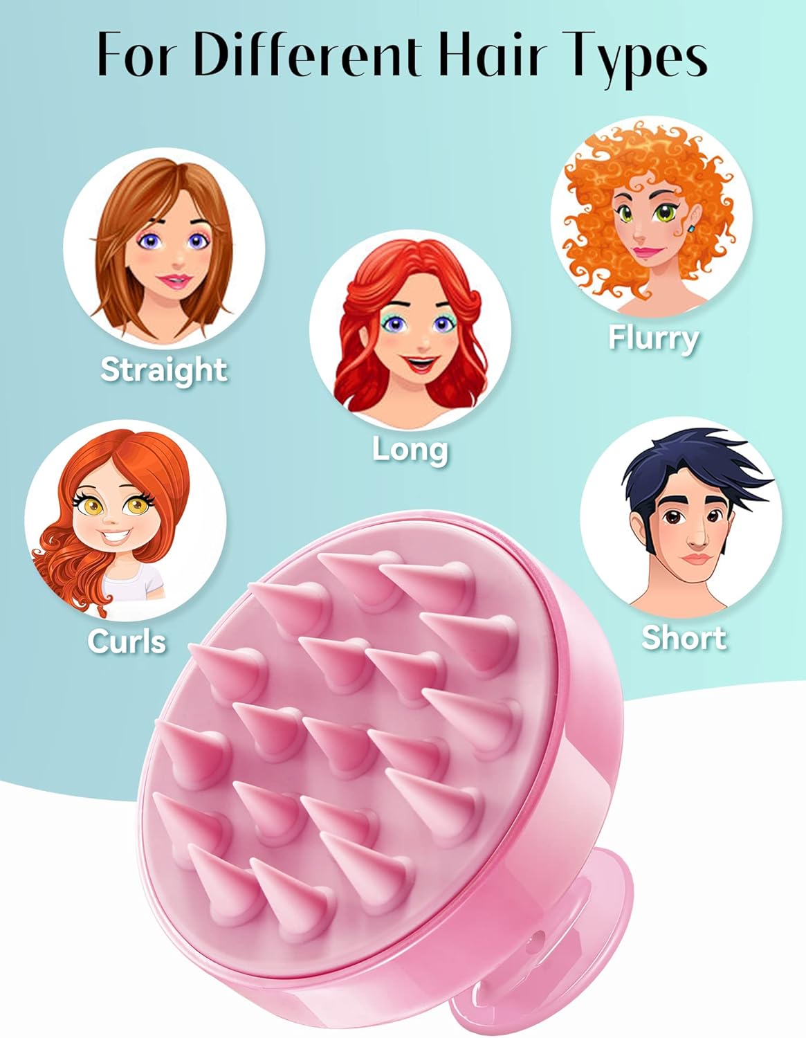 HEETA Scalp Massager Hair Growth, Shampoo Brush with Soft Silicone Bristles for Hair Care and Head Relaxation, Ergonomic Scalp for Women/Men/Pet-Rose Pink-5