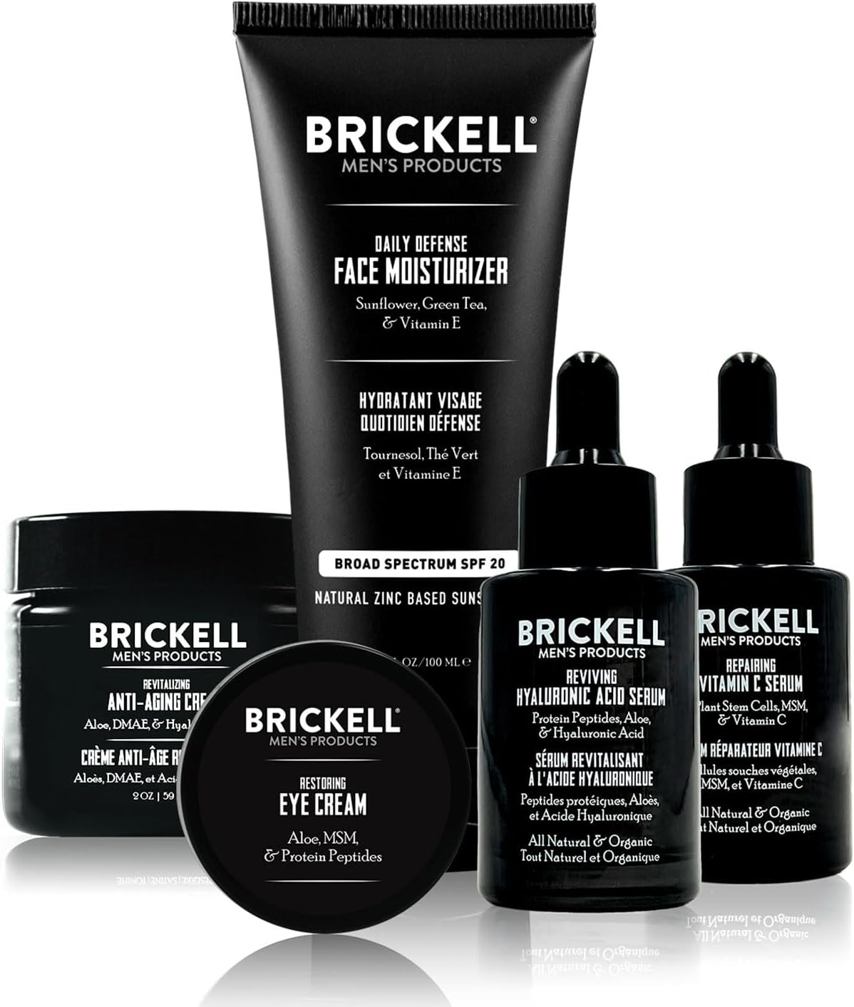 Brickell Men's Complete Defense Anti Aging Routine, Night Face Cream, Vitamin C Day and Night Serum, Facial Moisturizer w/SPF and Eye Cream, Natural and Organic, Unscented-0