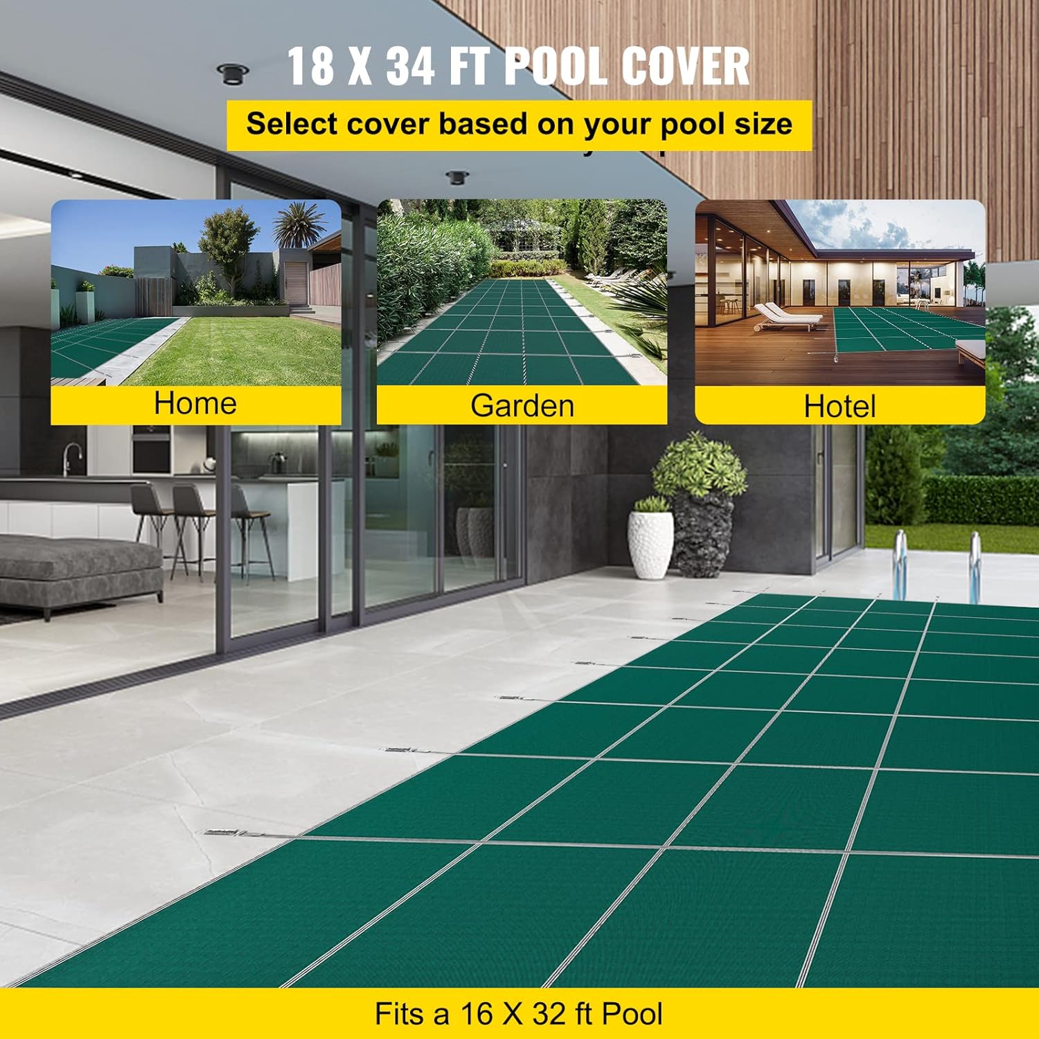 Happybuy Fits 16x32ft Rectangle Inground Safety Cover Green Mesh for Swimming Pool Winter-1