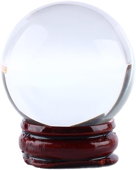 Clear Crystal Ball 40mm/1.6" Asian Rare Natural Quartz Clear Magic Crystal Ball Sphere with Stand Base,Transparent-0