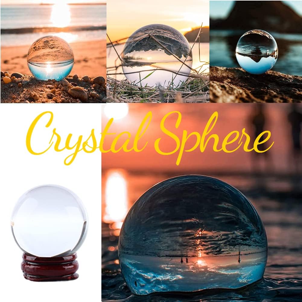 Clear Crystal Ball 40mm/1.6" Asian Rare Natural Quartz Clear Magic Crystal Ball Sphere with Stand Base,Transparent-2