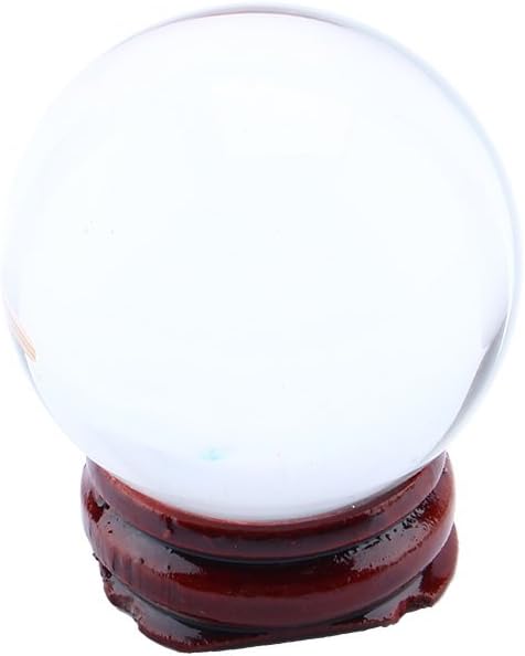 Clear Crystal Ball 40mm/1.6" Asian Rare Natural Quartz Clear Magic Crystal Ball Sphere with Stand Base,Transparent-8