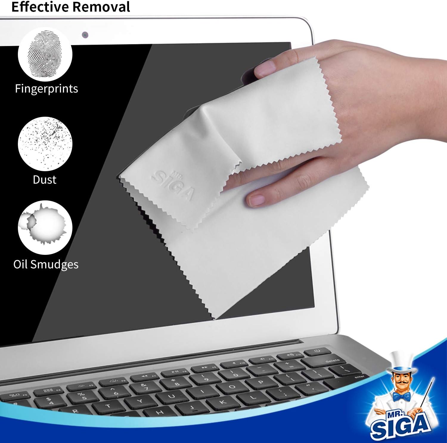 MR.SIGA Premium Microfiber Cleaning Cloths for Lens, Eyeglasses, Screens, Tablets, Glasses, 6 Pack, 6 x 7 inches (15 x 18 cm)-2