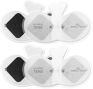 Easy@Home Wireless Tens Unit Self Stick Carbon Electrode Pads, 4 Pack 6.5" x 3" Reusable Pads - Non Irritating Design