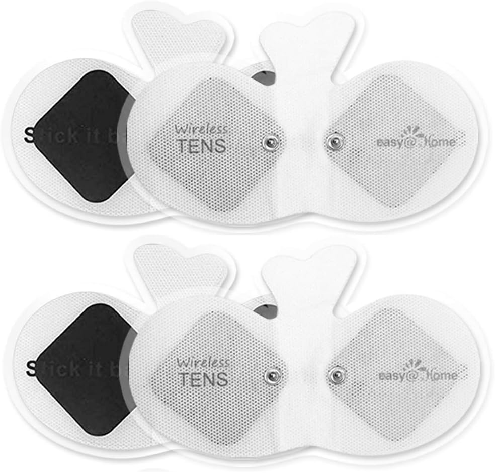 Easy@Home Wireless Tens Unit Self Stick Carbon Electrode Pads, 4 Pack 6.5" x 3" Reusable Pads - Non Irritating Design-0