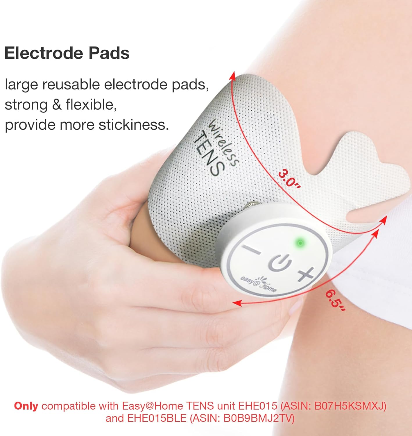 Easy@Home Wireless Tens Unit Self Stick Carbon Electrode Pads, 4 Pack 6.5" x 3" Reusable Pads - Non Irritating Design-2