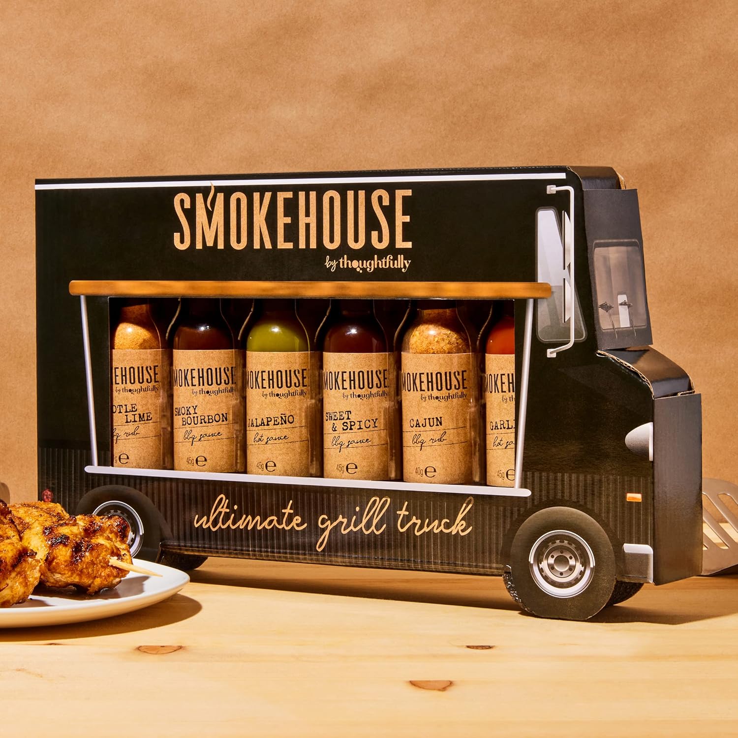 Smokehouse by Thoughtfully, Gourmet Ultimate Grill Truck Gift Set, Fun Food Truck Shaped Package, Includes BBQ Rubs, BBQ Sauces & Hot Sauces, Set of 6-4