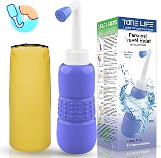 TONELIFE Travel Bidet-450 ml 15oz Portable Bidets Sprayer-Upside Down Squeeze Flusher Bottle-Momwasher Postpartum Clean-Personal Hygiene Care Portable Bidet for Travling,Kids,Puerpera,Eldery,Outdoor