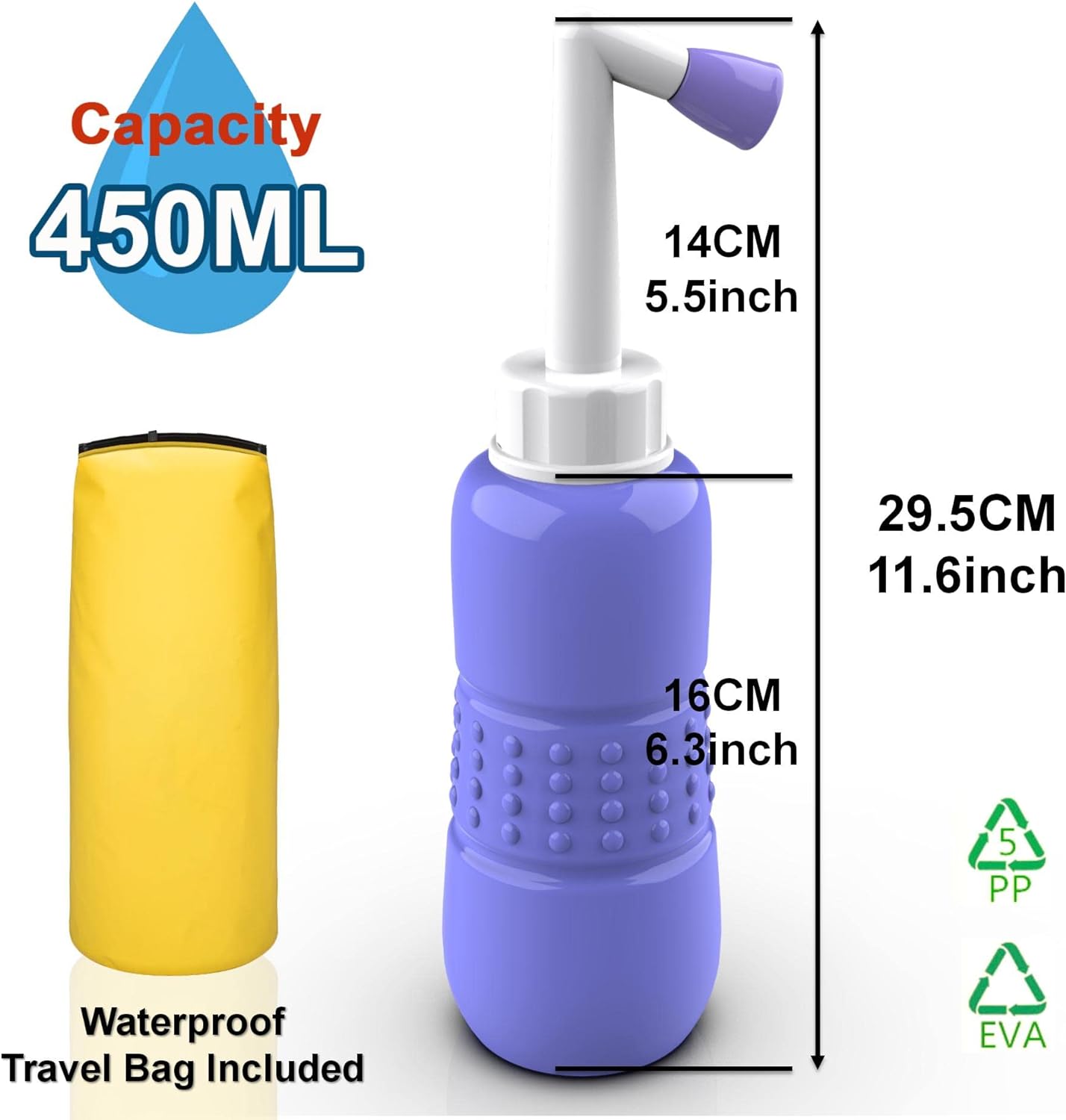 TONELIFE Travel Bidet-450 ml 15oz Portable Bidets Sprayer-Upside Down Squeeze Flusher Bottle-Momwasher Postpartum Clean-Personal Hygiene Care Portable Bidet for Travling,Kids,Puerpera,Eldery,Outdoor-2