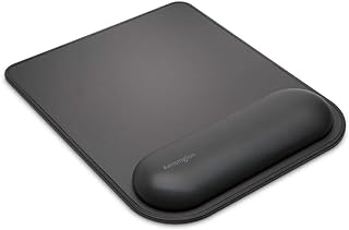 Kensington Mousepad with ErgoSoft Wrist Rest Support for Home Office, Black - Mouse mat, Gel-cushioned non-slip padding, Aids Wrist Alignment, Certified for safety and Compliance