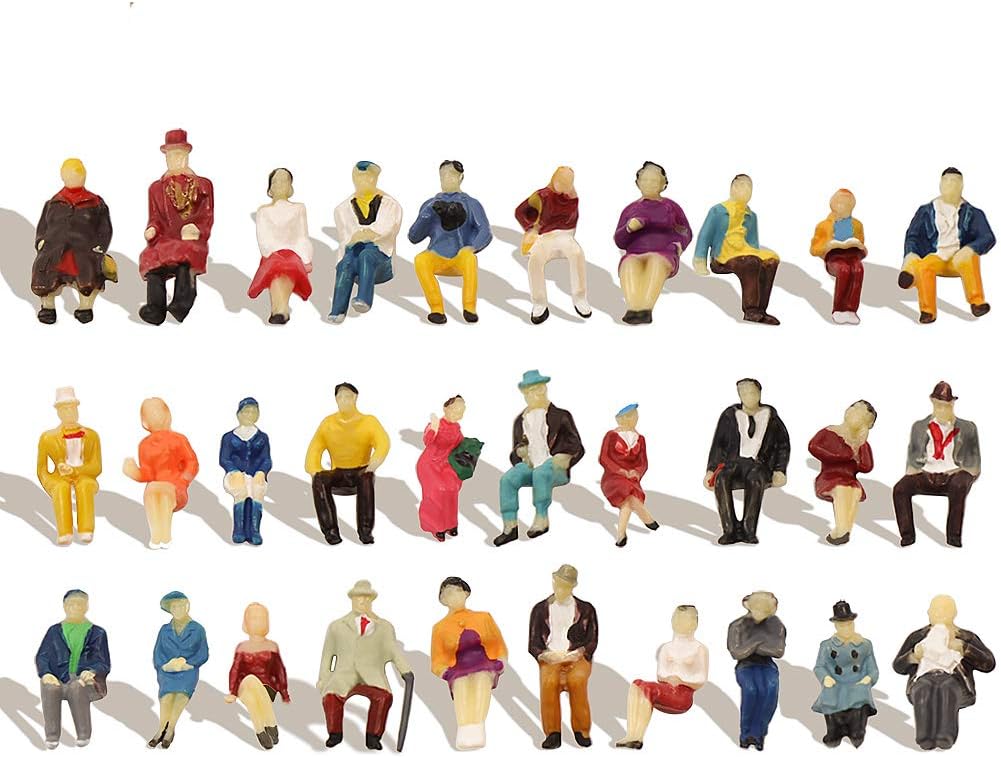 Evemodel P8711 60pcs HO scale 1:87 All Seated People Sitting Figures Passengers Model Desktop Decoration-0